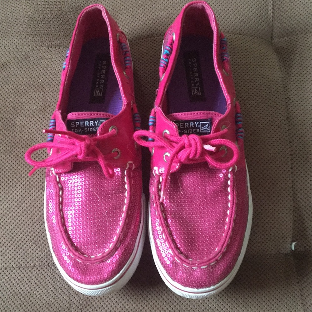 Sperry pink sparkly Topsiders, size 5.5
